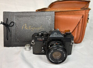 Ricoh KR-5 Super 35mm SLR Film Camera Rikenon 50mm f/2 Lens Bag Album *Untested